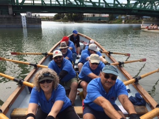 Vikings rowing in the Bay